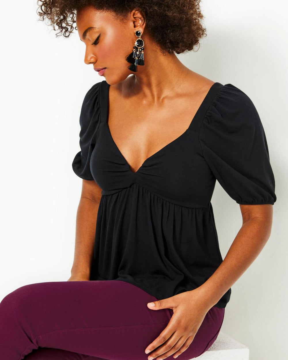 Lilly Pulitzer Floriana Knit Top Onyx | Women Tops