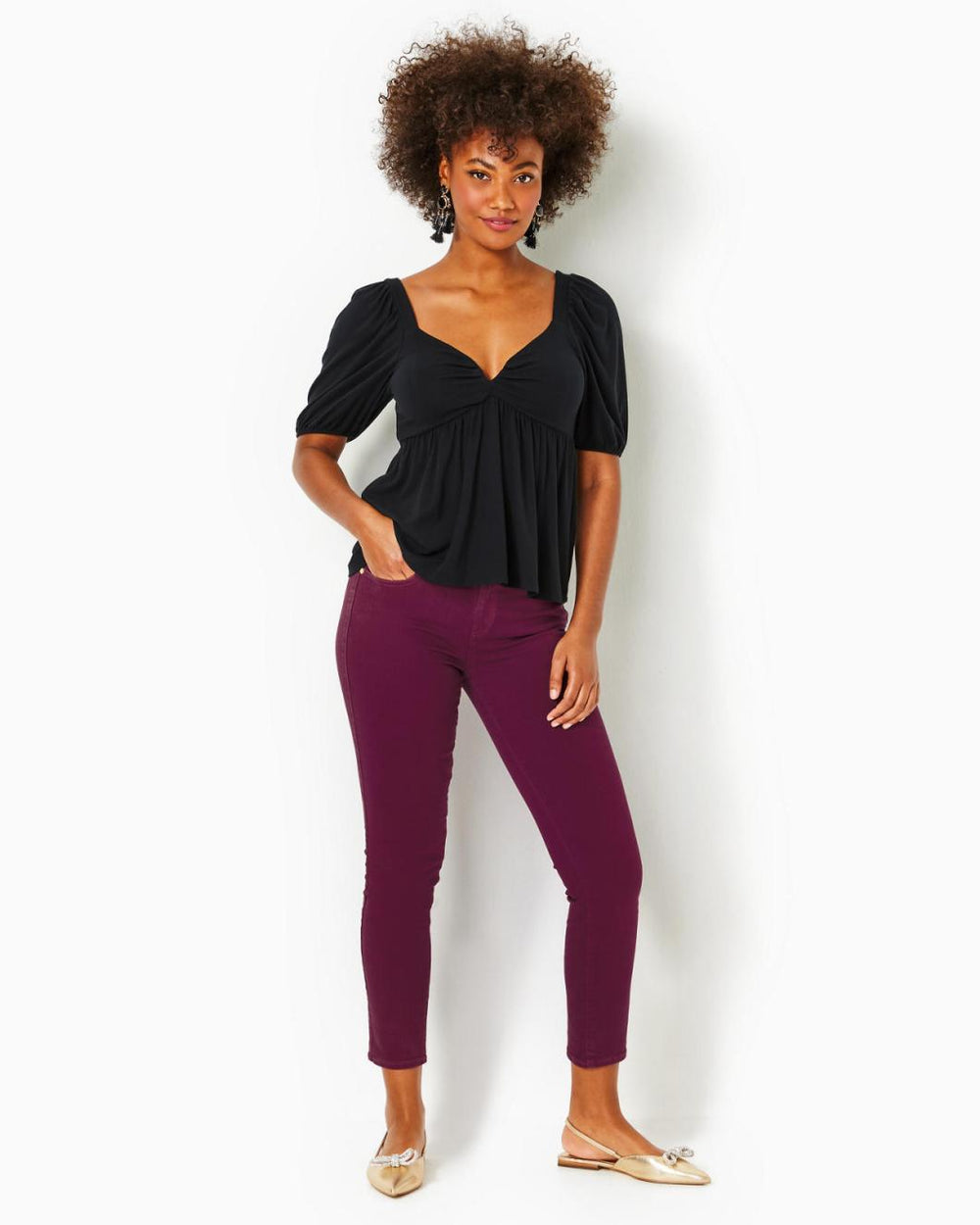 Lilly Pulitzer Floriana Knit Top Onyx | Women Tops