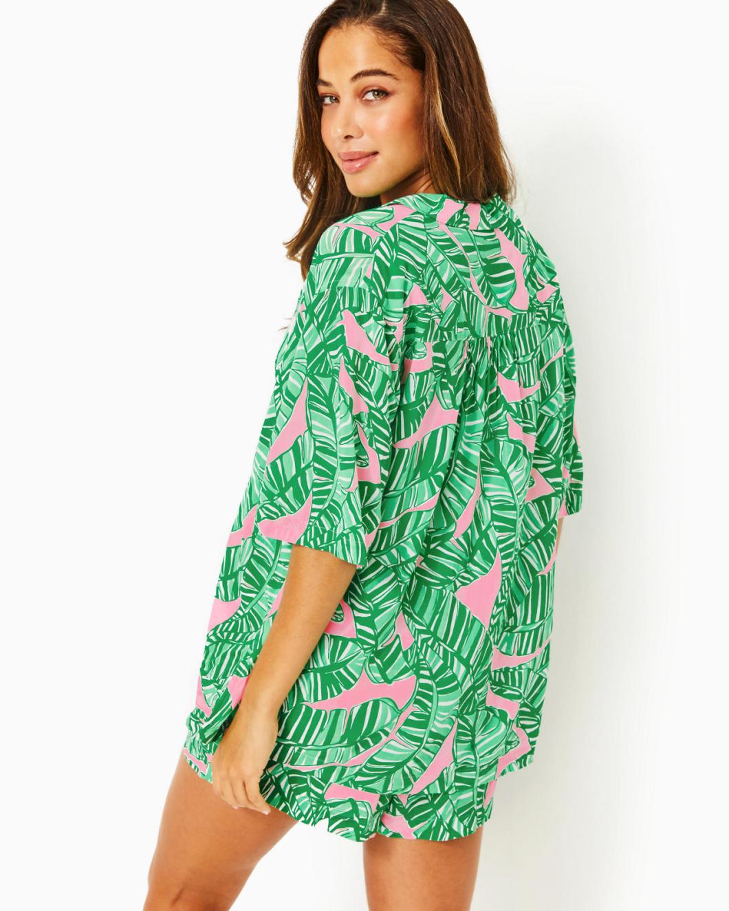 Lilly Pulitzer Franki Cover-Up Shirt Conch Shell Pink Lets Go Bananas | Women Cover-Ups