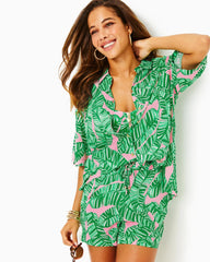 Lilly Pulitzer Franki Cover-Up Shirt Conch Shell Pink Lets Go Bananas | Women Cover-Ups