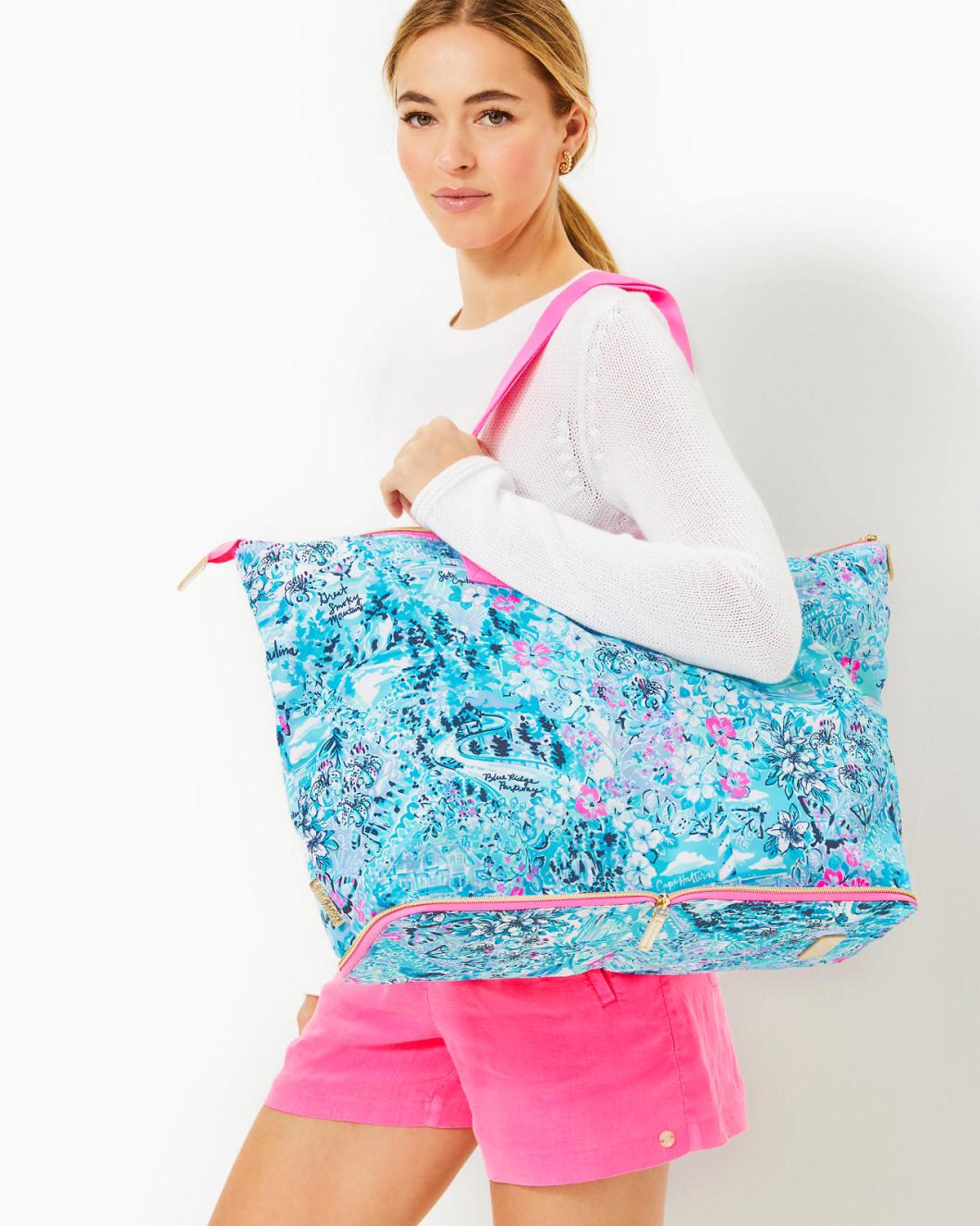 Lilly Pulitzer Getaway Packable Tote Blue Peri Lilly Loves North Carolina | Women Bags