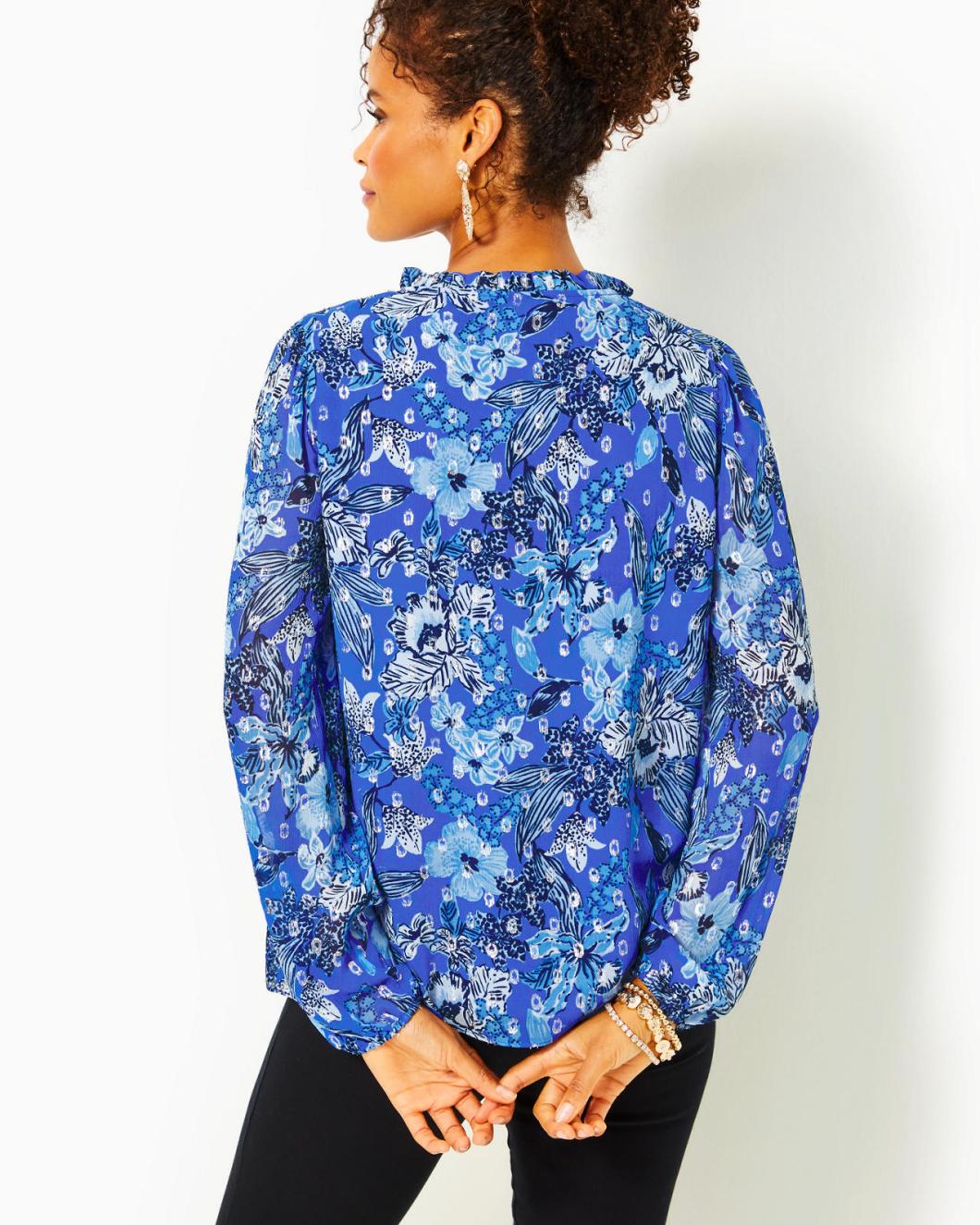 Lilly Pulitzer Giana Long Sleeve Top Alba Blue Cruisin Together | Women Tops