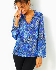 Lilly Pulitzer Giana Long Sleeve Top Alba Blue Cruisin Together | Women Tops