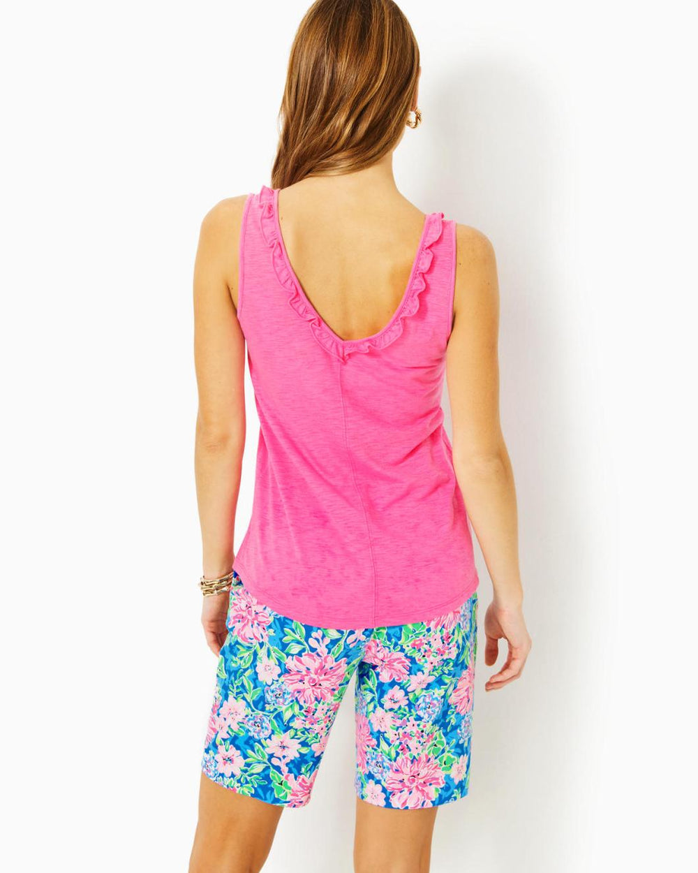 Lilly Pulitzer Gigi Ruffle Tank Top Roxie Pink | Women Tops