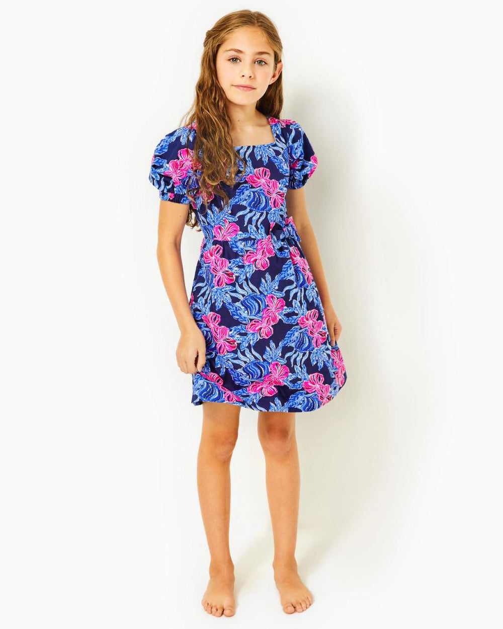 Lilly Pulitzer Girls Alannah Cotton Dress Low Tide Navy Its Ofishell | Girl Dresses &amp; Rompers