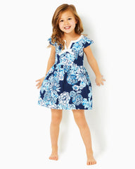 Lilly Pulitzer Girls Lousie Dress Low Tide Navy Bouquet All Day | Girl Dresses &amp; Rompers
