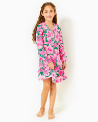 Lilly Pulitzer Girls Mini Alyssa Cotton Dress Kelly Green Hibis Kiss | Girl Dresses &amp; Rompers