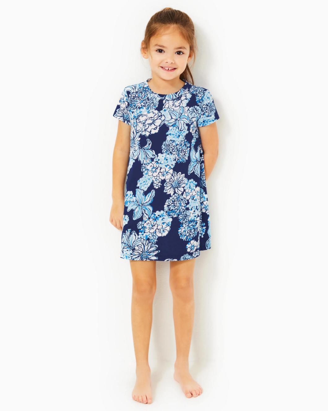 Lilly Pulitzer Girls Mini Cody Cotton Dress Low Tide Navy Bouquet All Day | Girl Dresses &amp; Rompers