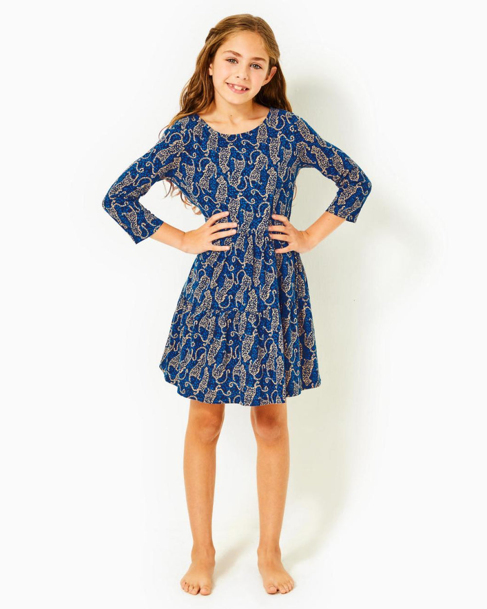 Lilly Pulitzer Girls Mini Geanna Cotton Dress Low Tide Navy Easy To Spot | Girl Dresses &amp; Rompers