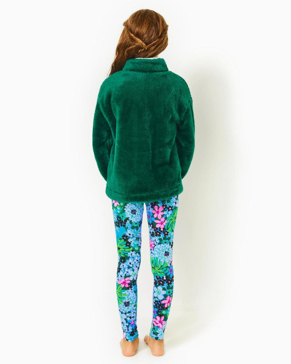 Lilly Pulitzer Girls Mini Joyce Sherpa Jacket Evergreen | Girl Tops &amp; Bottoms