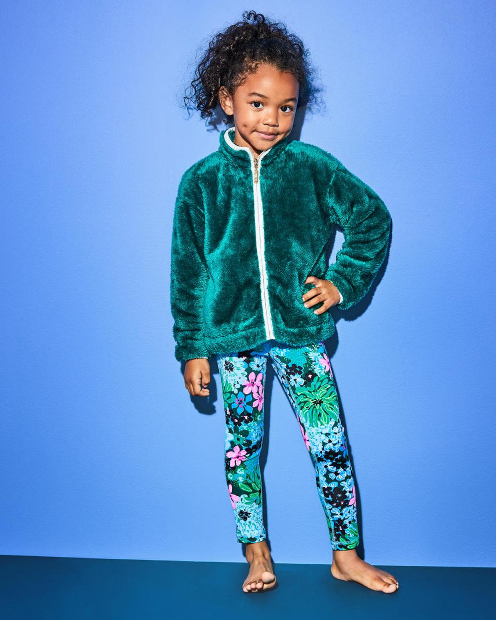 Lilly Pulitzer Girls Mini Joyce Sherpa Jacket Evergreen | Girl Tops &amp; Bottoms