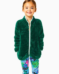 Lilly Pulitzer Girls Mini Joyce Sherpa Jacket Evergreen | Girl Tops &amp; Bottoms