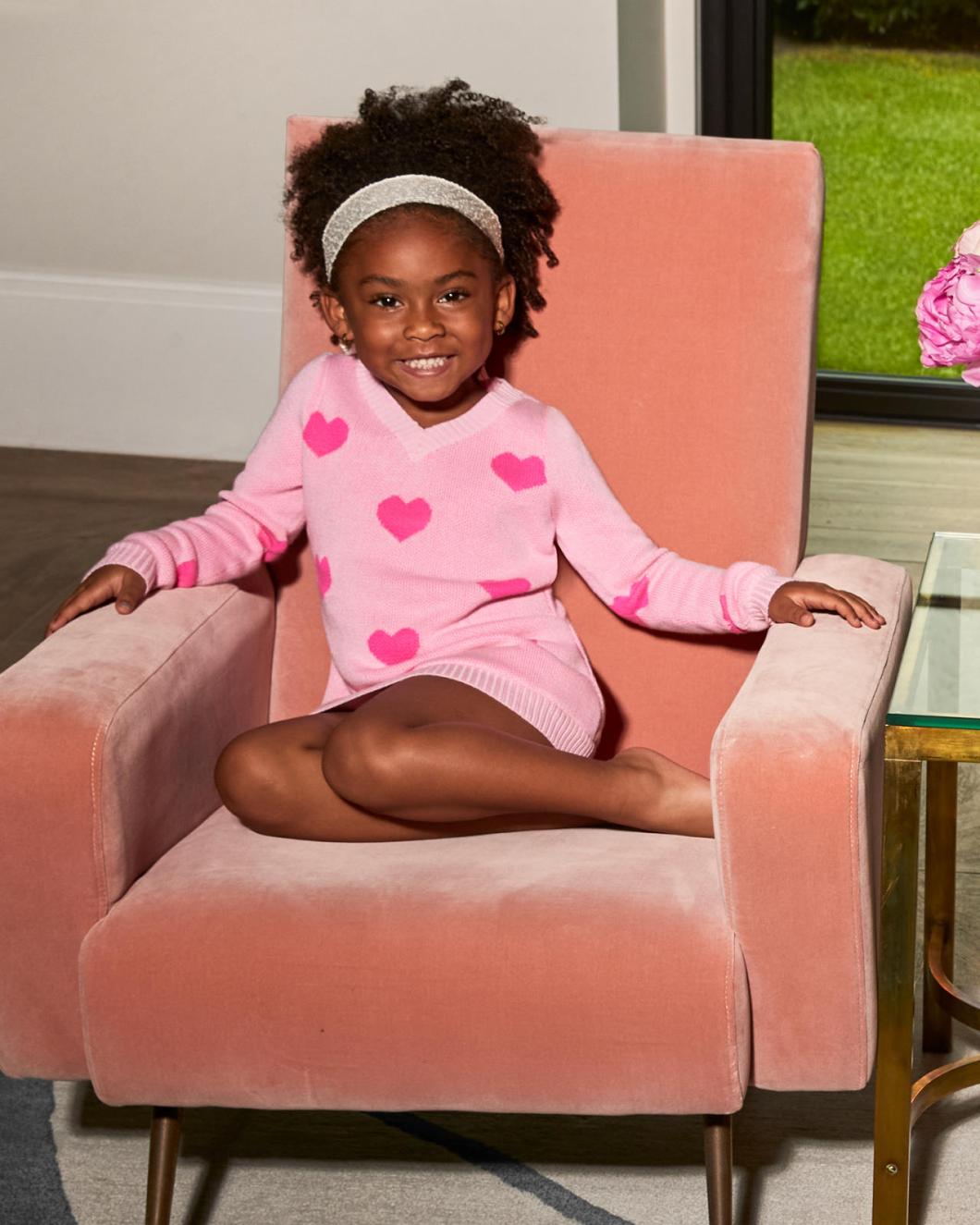 Lilly Pulitzer Girls Mini Keane Sweater Dress Peony Pink Heart Jacquard Childrens | Girl Dresses &amp; Rompers