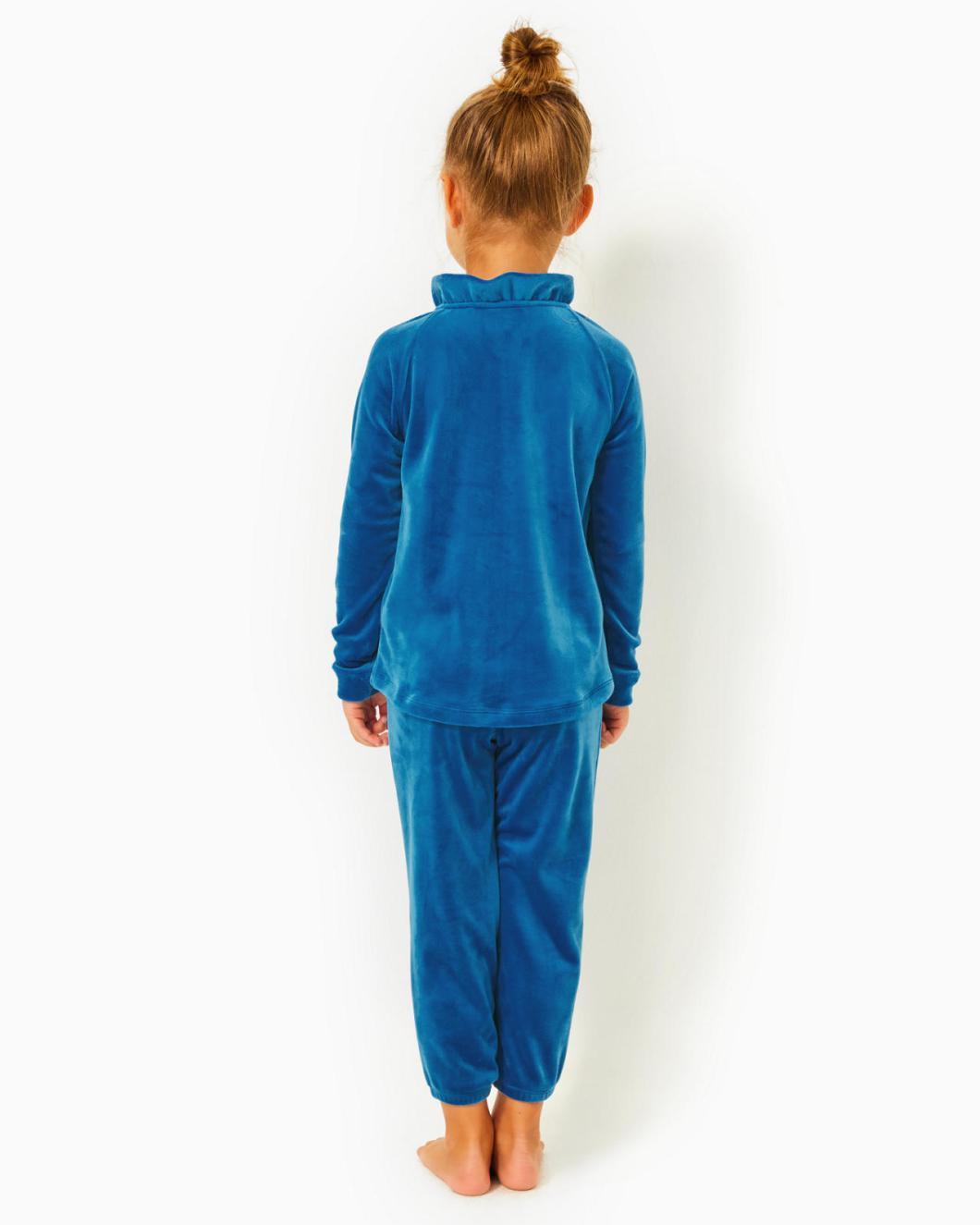 Lilly Pulitzer Girls Mini Mallie Velour Pant Indigo Breeze | Girl Tops &amp; Bottoms