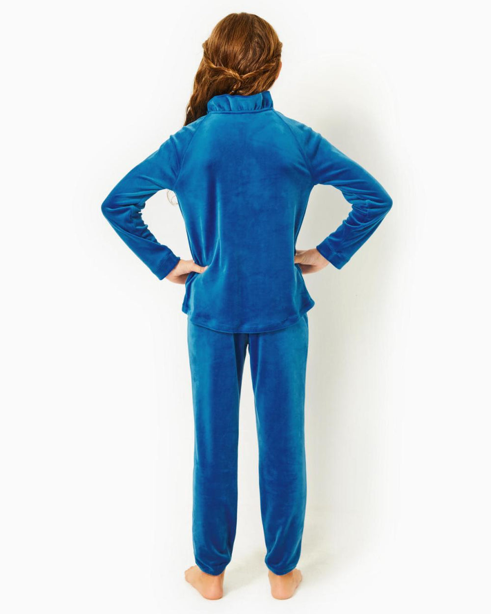 Lilly Pulitzer Girls Mini Mallie Velour Pant Indigo Breeze | Girl Tops &amp; Bottoms