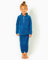 Lilly Pulitzer Girls Mini Mallie Velour Pant Indigo Breeze | Girl Tops &amp; Bottoms