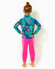 Lilly Pulitzer Girls Mini Mallie Velour Pant Pink Palms | Girl Tops &amp; Bottoms