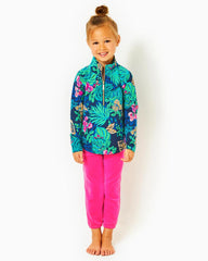 Lilly Pulitzer Girls Mini Mallie Velour Pant Pink Palms | Girl Tops &amp; Bottoms