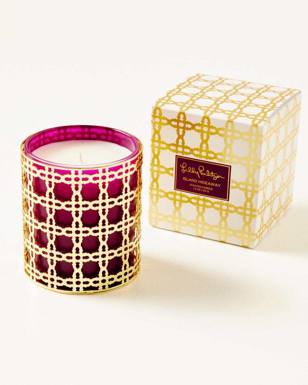 Lilly Pulitzer Glass Candle With Gold Caning Amarena Cherry | Women Home Decor