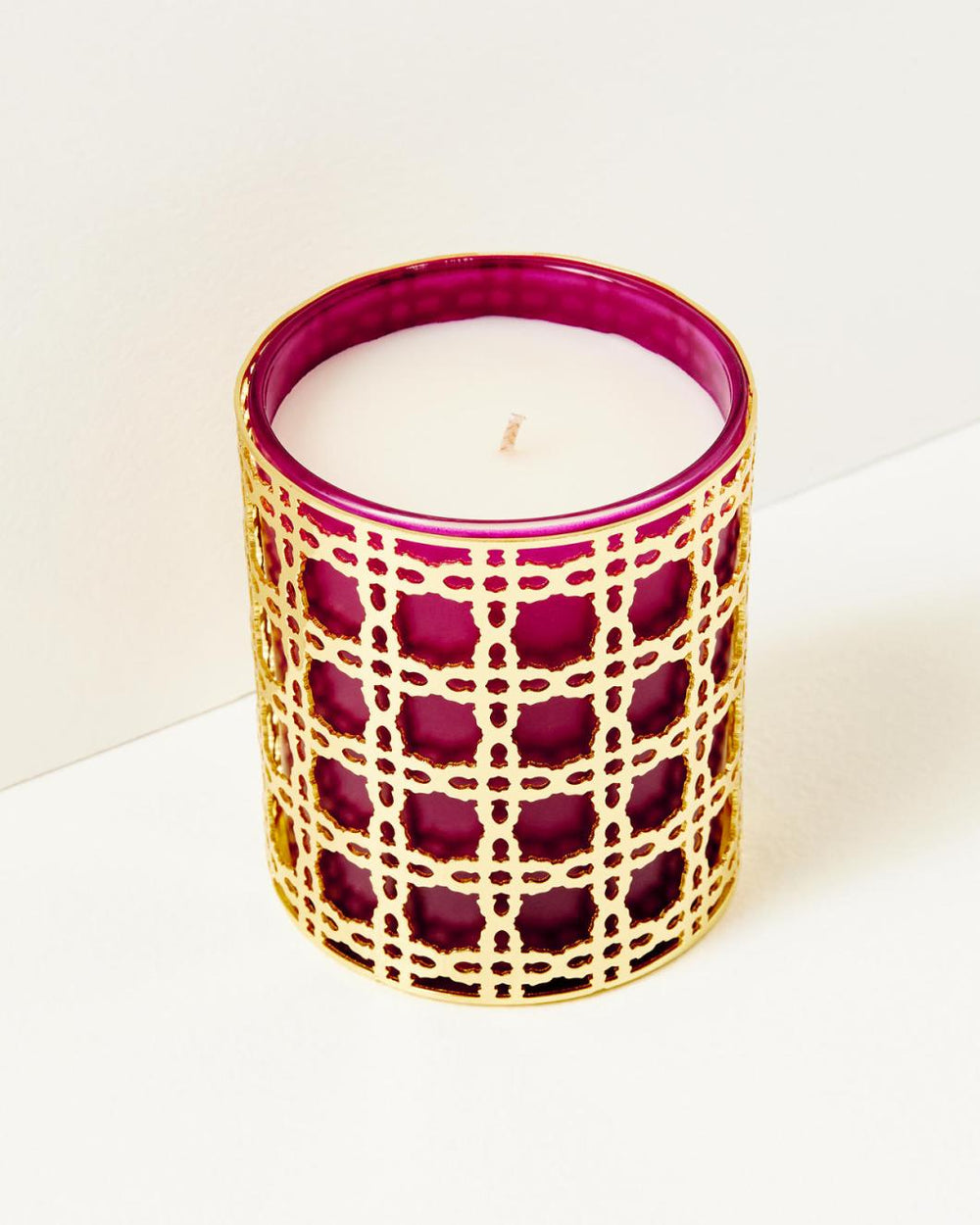Lilly Pulitzer Glass Candle With Gold Caning Amarena Cherry | Women Home Decor