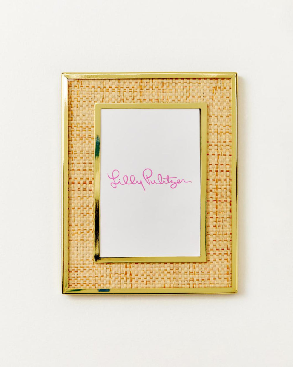 Lilly Pulitzer Gold Metal And Raffia Frame Natural | Women Home Decor