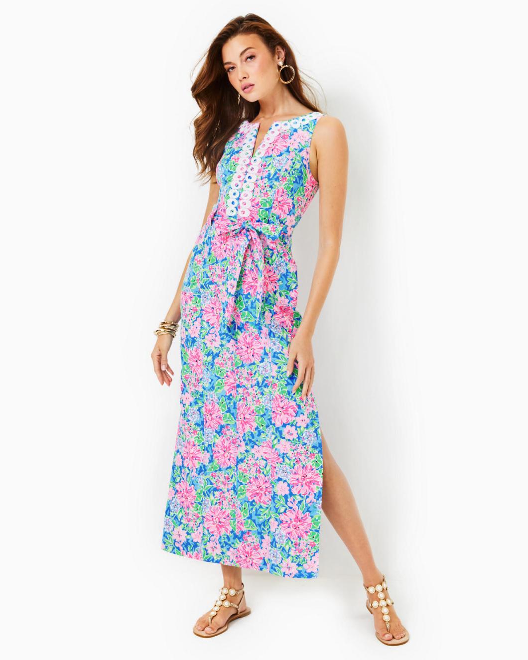 Lilly Pulitzer Gulianna Cotton Maxi Shift Dress Multi Spring In Your Step | Women Shift Dresses