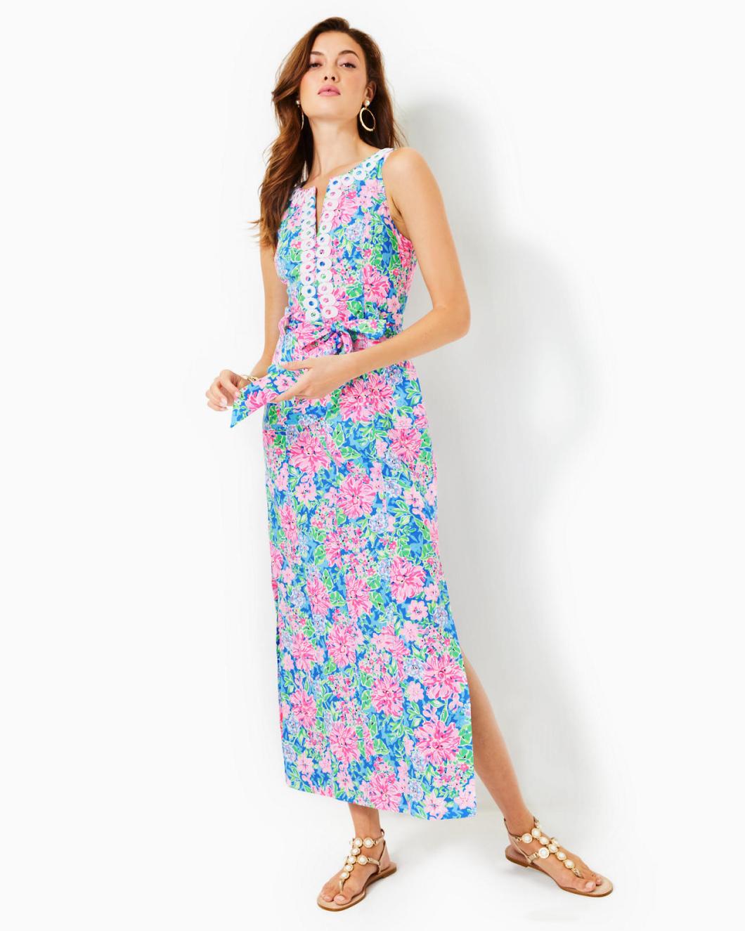 Lilly Pulitzer Gulianna Cotton Maxi Shift Dress Multi Spring In Your Step | Women Shift Dresses