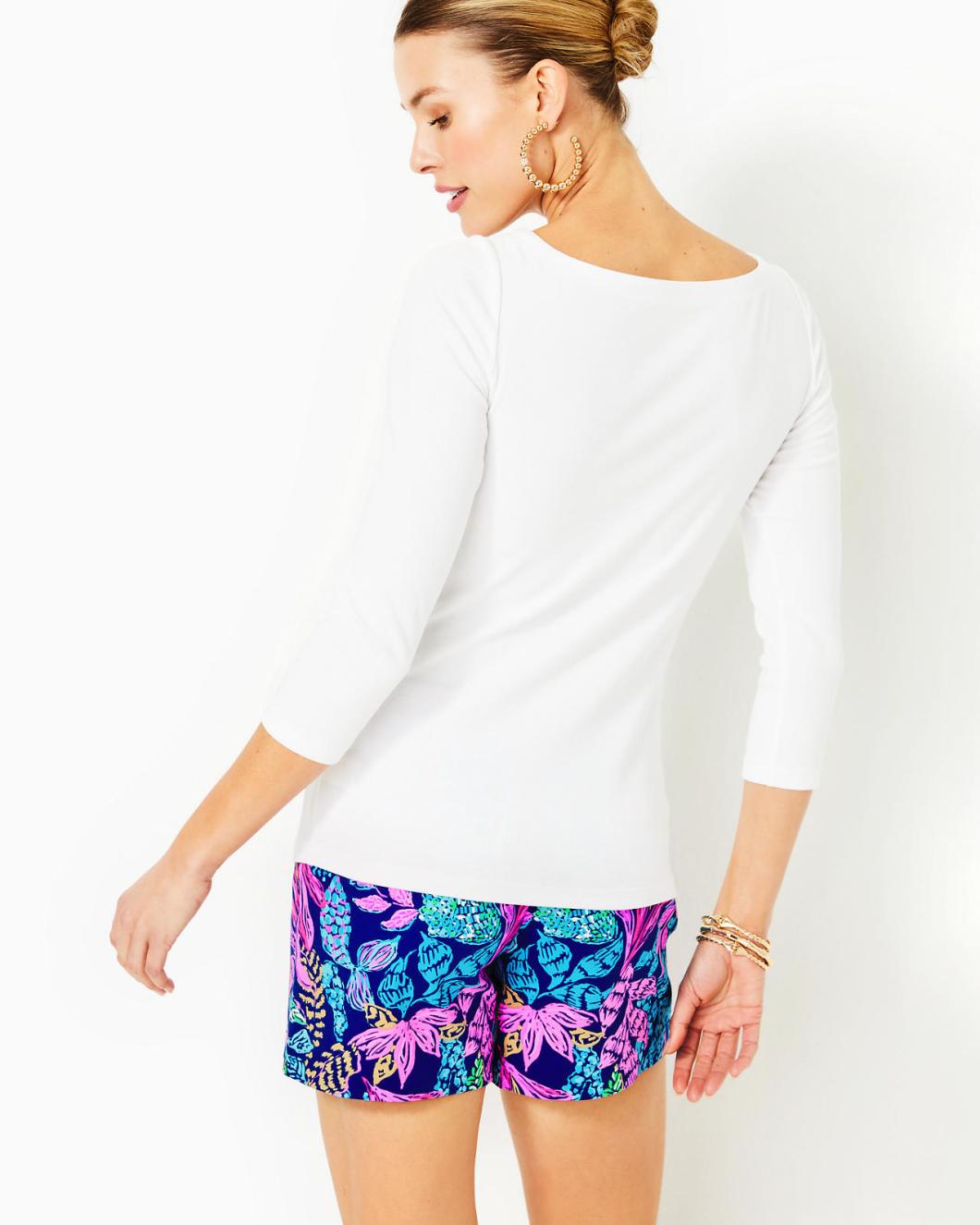 Lilly Pulitzer Halee 3/4-Sleeve Top Resort White | Women Tops