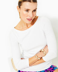 Lilly Pulitzer Halee 3/4-Sleeve Top Resort White | Women Tops