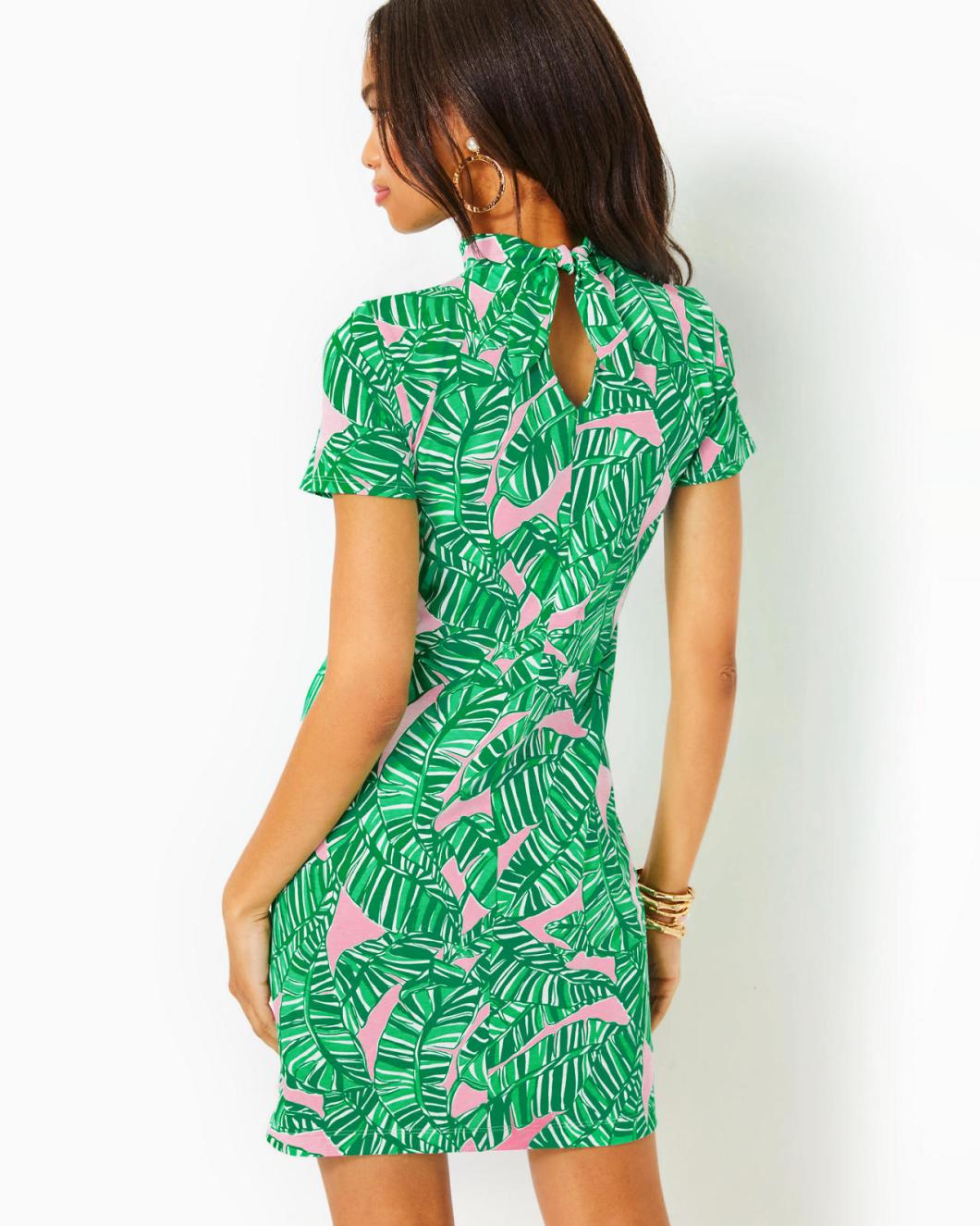 Lilly Pulitzer Hallie Short Sleeve Cotton Dress Conch Shell Pink Lets Go Bananas | Women Fitted Dresses