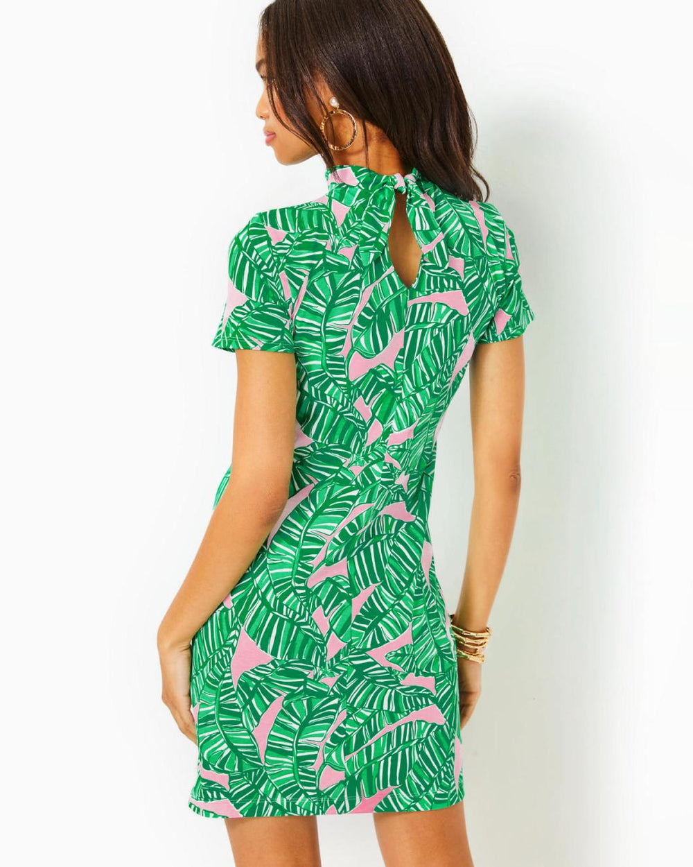 Lilly Pulitzer Hallie Short Sleeve Cotton Dress Conch Shell Pink Lets Go Bananas | Women Fitted Dresses