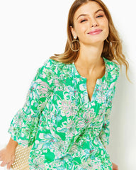 Lilly Pulitzer Hollie Linen Tunic Spearmint Blossom Views | Women Tops