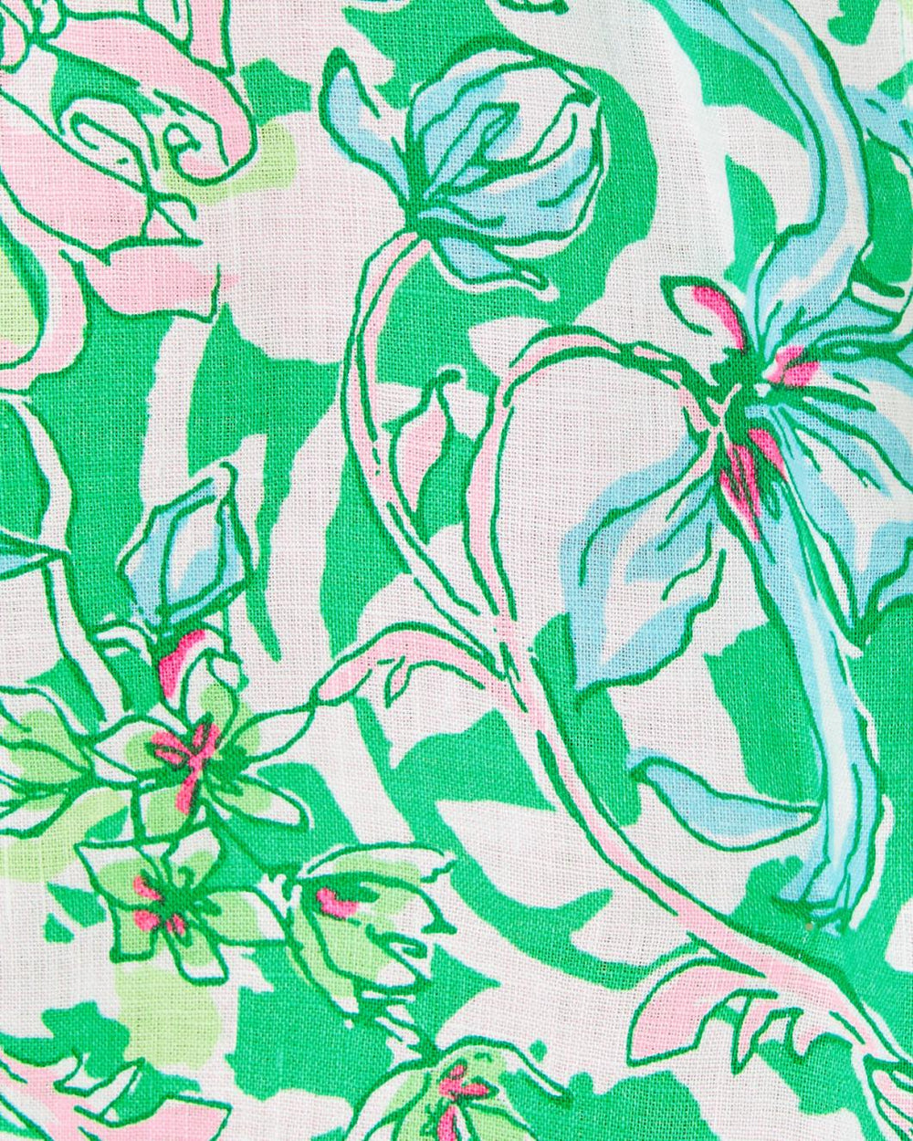 Lilly Pulitzer Hollie Linen Tunic Spearmint Blossom Views | Women Tops