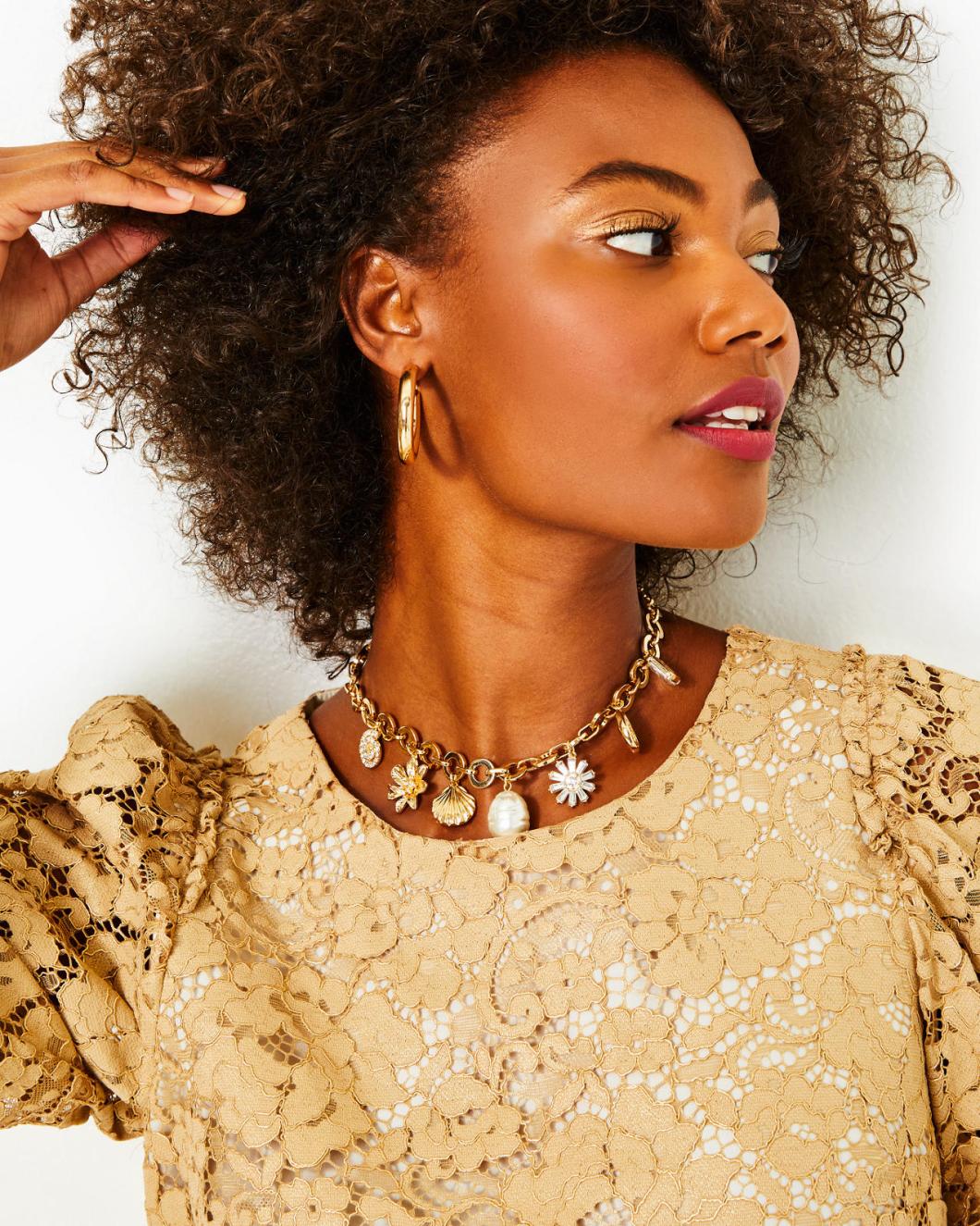 Lilly Pulitzer In The Wild Flower Necklace Gold Metallic | Women Jewelry