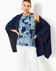 Lilly Pulitzer Iona Sleeveless Top Low Tide Navy Bouquet All Day Engineered Woven Top | Women Tops