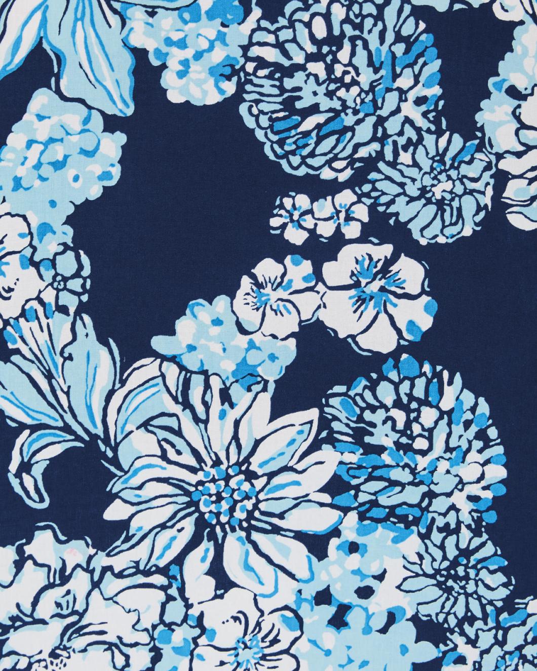 Lilly Pulitzer Iona Sleeveless Top Low Tide Navy Bouquet All Day Engineered Woven Top | Women Tops