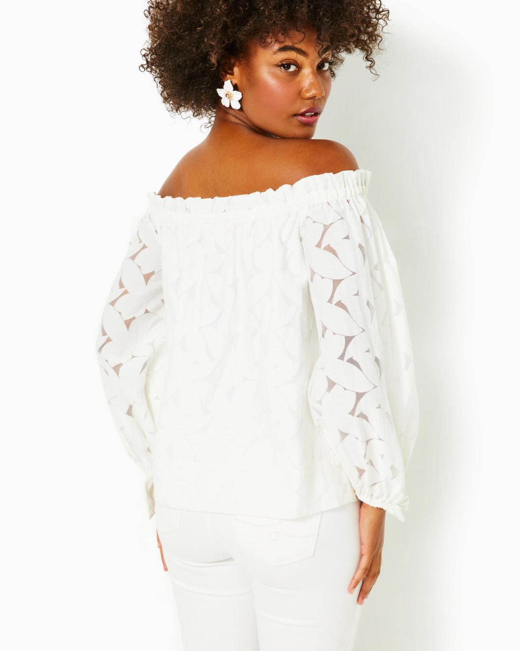 Lilly Pulitzer Jamielynn Off-The-Shoulder Top Resort White Flora Faille | Women Tops