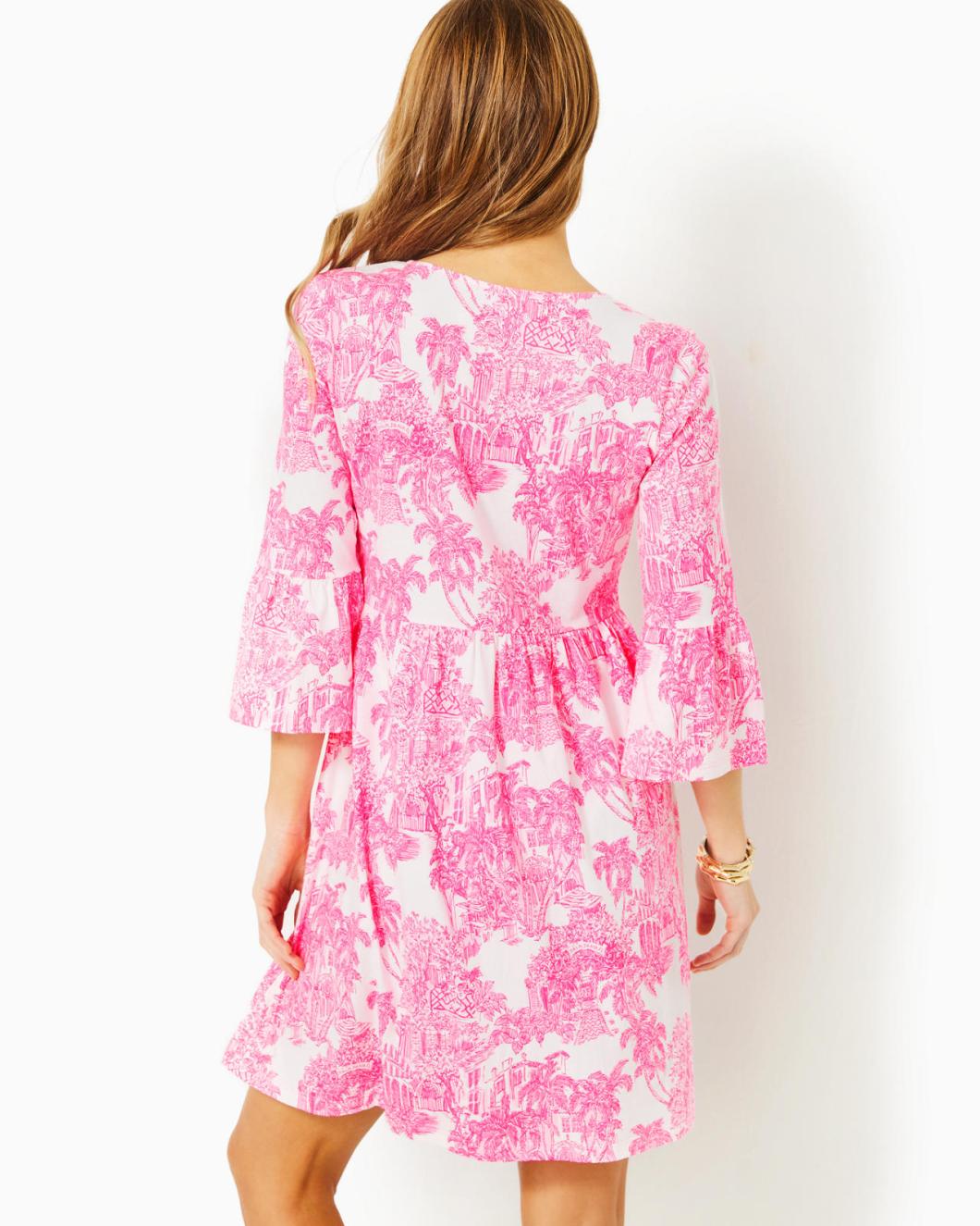 Lilly Pulitzer Jannie V-Neck Cotton Dress Resort White Pb Anniversary Toile | Women Swing Dresses