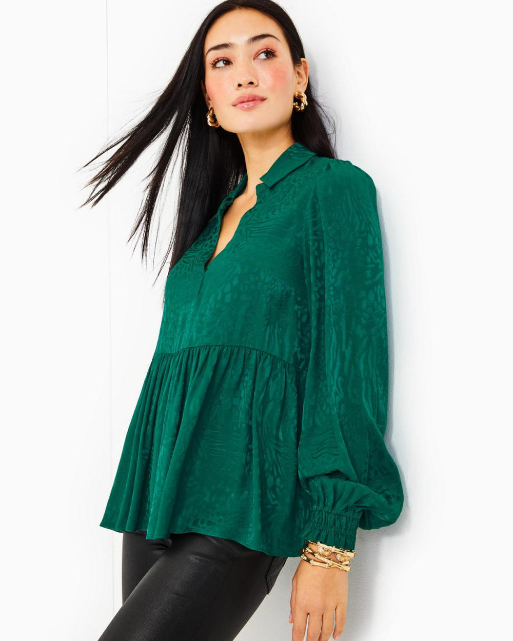 Lilly Pulitzer Jaylene Jacquard Top Evergreen Party Animal Jacquard | Women Tops