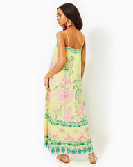 Lilly Pulitzer Jesslyn Silk Maxi Slip Dress Finch Yellow Tropical Oasis Engineered Woven Maxi Dre | Women Swing Dresses