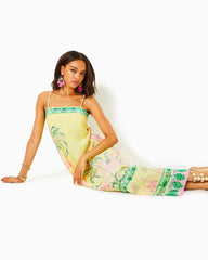 Lilly Pulitzer Jesslyn Silk Maxi Slip Dress Finch Yellow Tropical Oasis Engineered Woven Maxi Dre | Women Swing Dresses