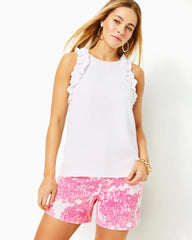 Lilly Pulitzer Kailee Sleeveless Ruffle Top Resort White | Women Tops