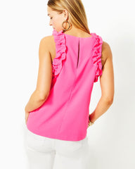 Lilly Pulitzer Kailee Sleeveless Ruffle Top Roxie Pink | Women Tops