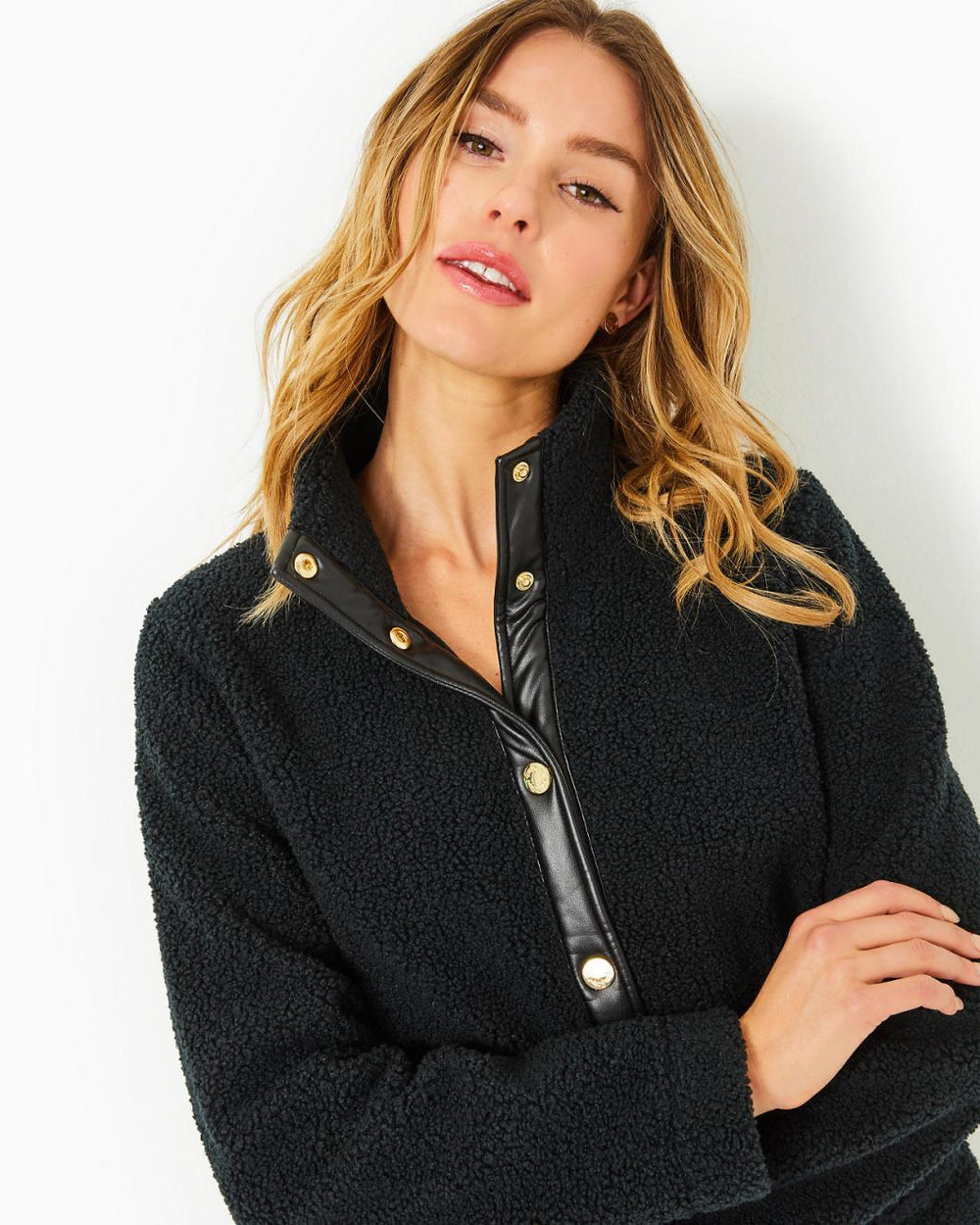 Lilly Pulitzer Kamey Sherpa Jacket Onyx | Women Tops