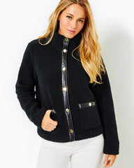 Lilly Pulitzer Kamey Sherpa Jacket Onyx | Women Tops