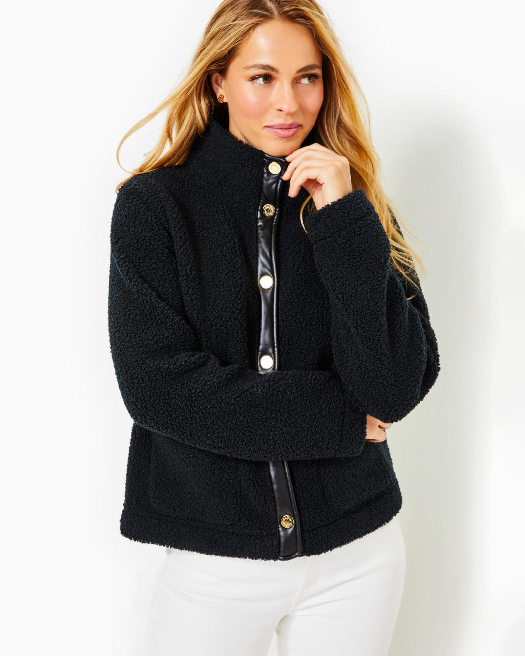 Lilly Pulitzer Kamey Sherpa Jacket Onyx | Women Tops