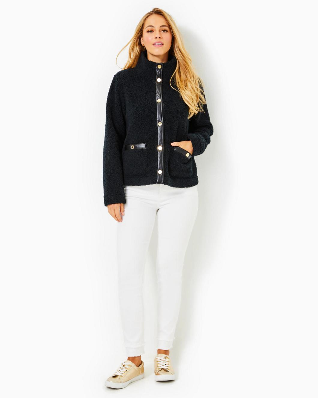 Lilly Pulitzer Kamey Sherpa Jacket Onyx | Women Tops