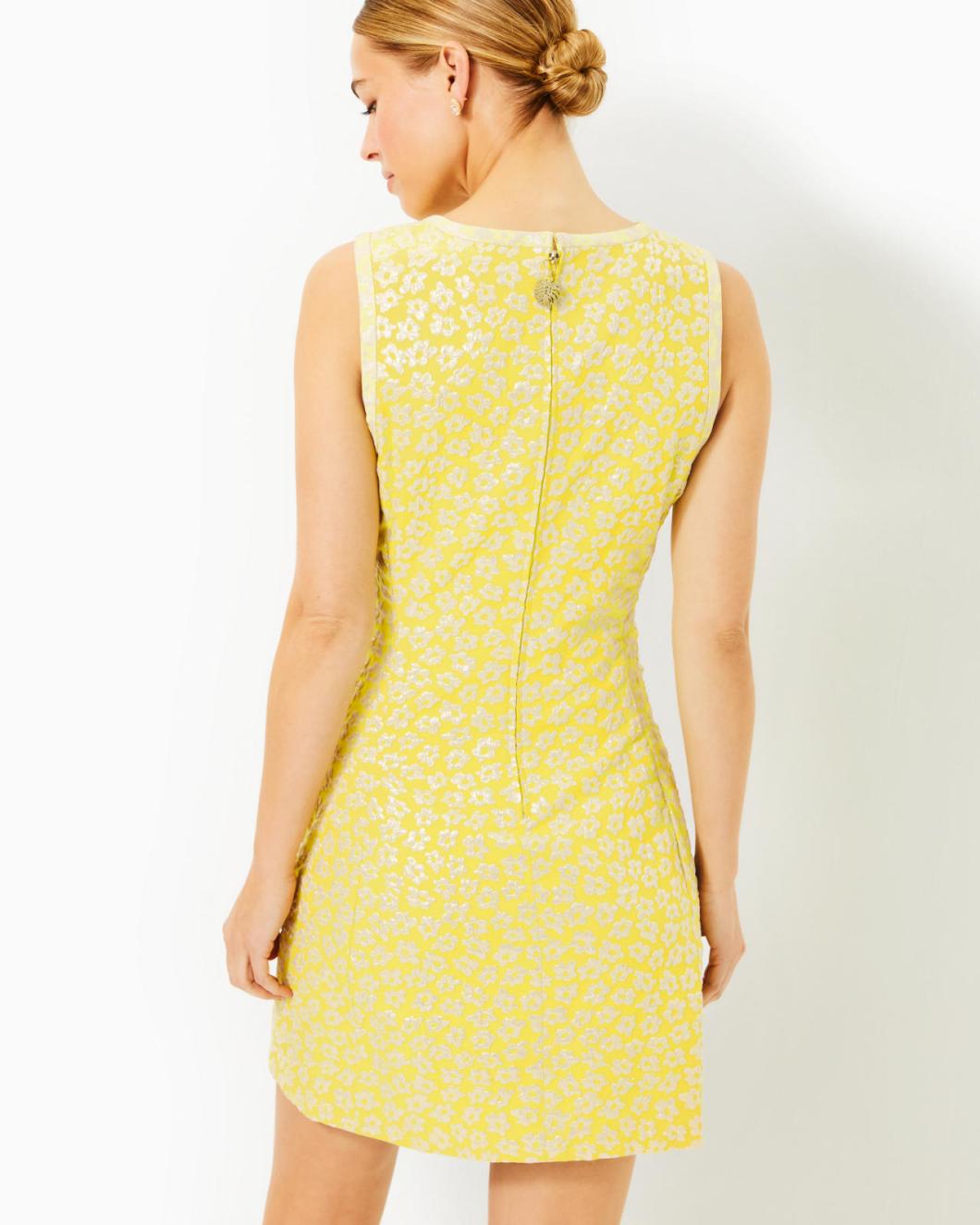 Lilly Pulitzer Karsyn Shift Dress Finch Yellow Bitsy Blossom Brocade | Women Shift Dresses