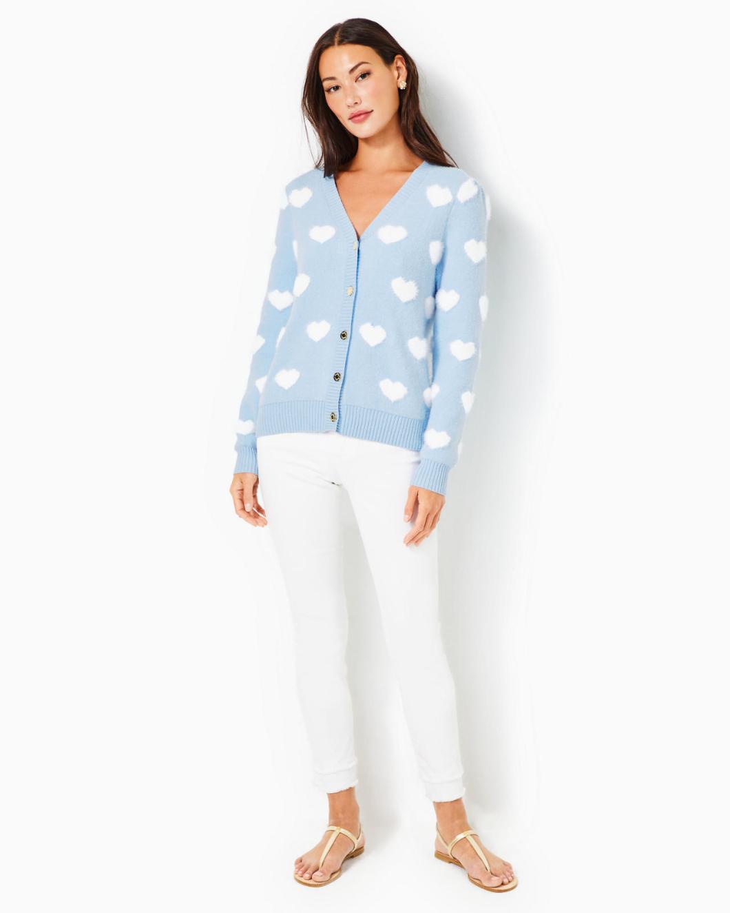Lilly Pulitzer Keane Cardigan Brava Blue Hearts Jacquard | Women Tops