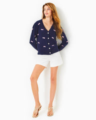Lilly Pulitzer Keane Cardigan Low Tide Navy Tossed Bows | Women Tops